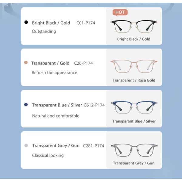 OEM Titanium Frame Combination Glasses Unisex Anti Blue Light For Reading