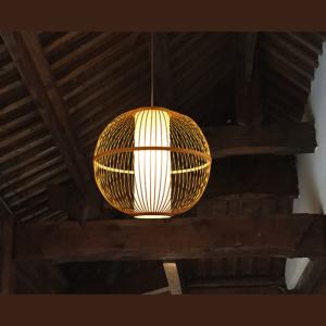 Creative Round Bamboo Lantern Pendant Light Handmade Wood Suspension Lamp(WH-WP