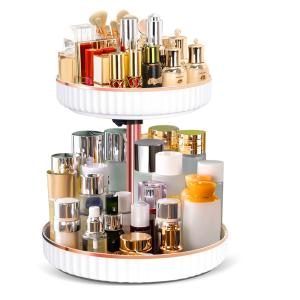 Standing Type 2 Tier Natural Bamboo Lazy Susan Turntable Organizer for Modern