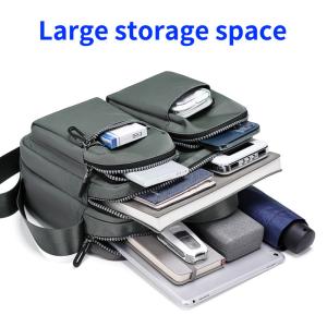 Adjustable Gray Mens Sling Bag Big Nylon Crossbody Bag Custom Printing