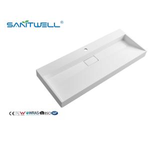 Cheap Hot Sale Large Size SW6001-1195 Artificial Stone Sinks Single Hole Rectangle Shape Glossy White Stone Basins for sale