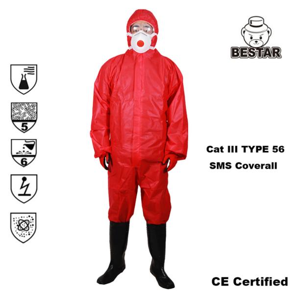 Quality SPP Polypropylene Disposable Protective Coverall Breathable Type 5 6 Coverall wholesale