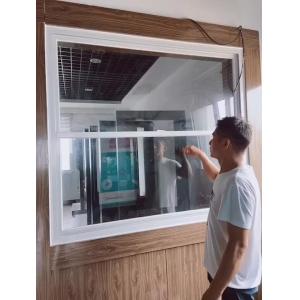 Soundproof Tempered Aluminium Frame Glass Window 60cm With Wood Grain