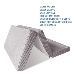 Knitted Fabric Tri Fold Memory Foam Topper With Waterproof Lining