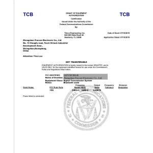 Zhongshan Frecom Electronic Co.,Ltd Certifications