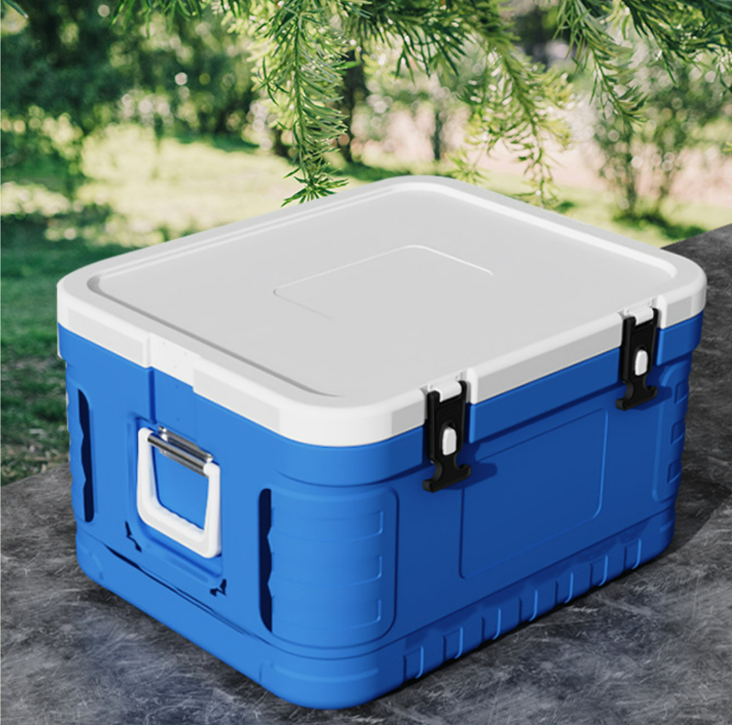 FS-85L Blue Ice Cooler Box with Hinged Lid for Cold Chain Storage and Transporta