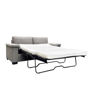 198cm Fabric Sofa Bed Double Size Sleeper Couch With Mattress Grey Arm Cushion