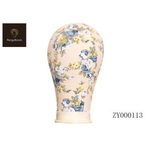 Strong Aging Resistance Pierceful Canvas Wig Head Blue Floral Color