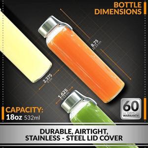 Clear Glass Water Bottles, Reusable Glass Juicing Bottles Protection Sleeve and