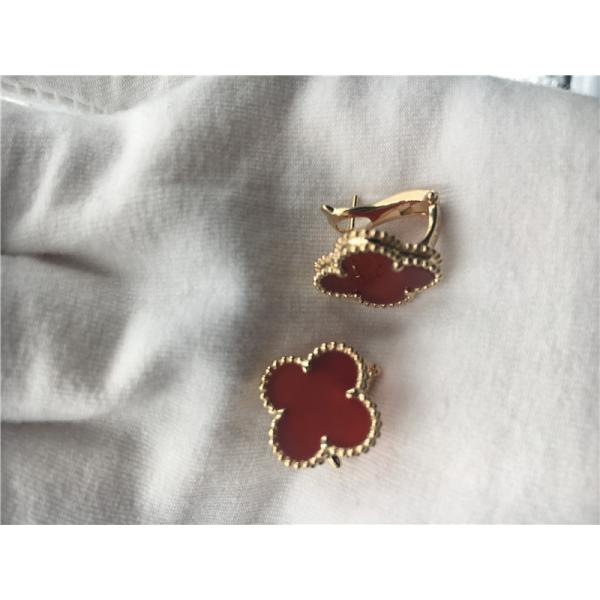 Quality Van Cleef Arpels Vintage Alhambra earrings 18k yellow gold with carnelian wholesale