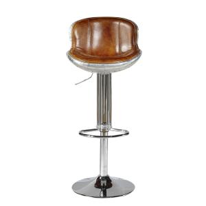 Chromed Base Leather Counter Stools , Counter Height Swivel Bar Stools With