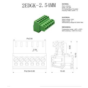 2.54mm Pitch PCB Screw Terminal Blocks Plug + Pin Header 125V 4Amp