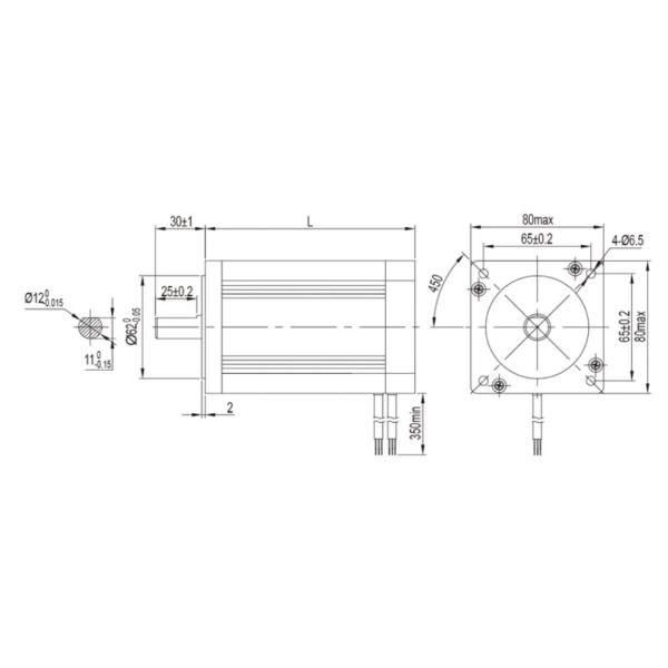 376W 310V High Torque Brushless Motor 3000rpm 20000h Continuous Running