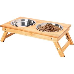 Cheap Sustainable Bamboo Pet Feeder with Multifunctional Design and Customer Logo for sale