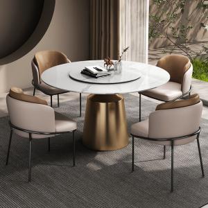 Marble Top Stainless Steel Round Dining Room Tables Width 1.3M/1.5M