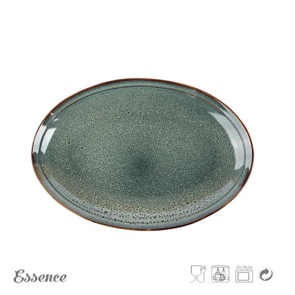 Customized Color Ceramic Serveware Set , Ceramic Oval Stoneware Plates For Home