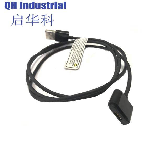 4Pin 2.0mm Pitch I Shape Waterproof Smart Homgapplication Device Magnetic Pogo Pin Charger Cable USB Connector