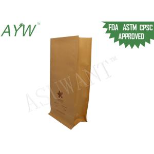 Eight Side Sealed Coffee Tea Bags Flat Bottom Kraft Paper With Top Load