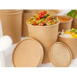 Round Customized Small Disposable Paper Bowls For Hot & Cold With Lids