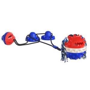 China Hot Sale Molar Bite Resistant Double Suction Cup Dog Chew Rope Ball Pull Toy on sale
