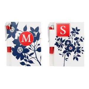 Flower White Printed Personalized Notebooks With Pen , Custom Notepads