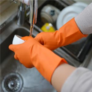 China Non Slip Reusable Kitchen Rubber Gloves Textured Palm And Fingers on sale