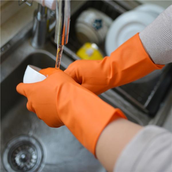 Quality Non Slip Reusable Kitchen Rubber Gloves Textured Palm And Fingers wholesale