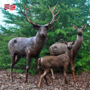 Europe Regional Feature Bronze Sika Deer Sculpture for Custom Metal Animal