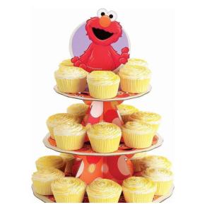Custom Made Round Cupcake Stand , Lightweight Cardboard Tiered Cake Stand