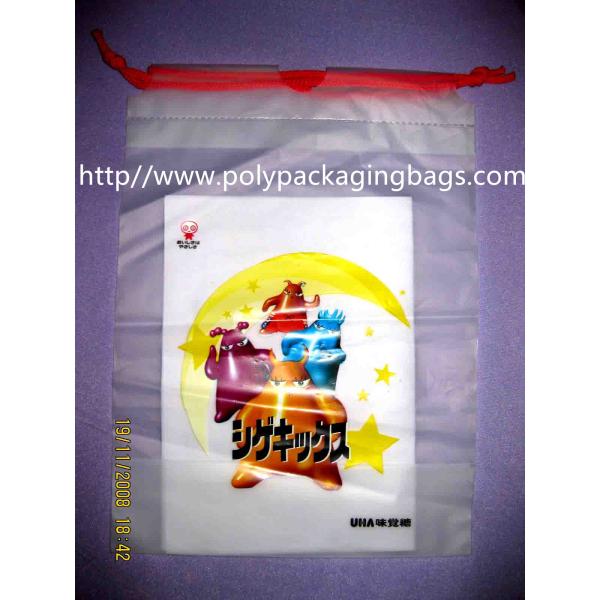 Quality Promotional Candy / Cookies / Chocolate Drawstring Plastic Bags With Cartoon Printing wholesale