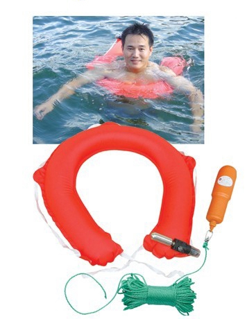 Inflatable Lifebuoy Ring 110N Buoyancy Personal Flotation Device Water Rescue Ring