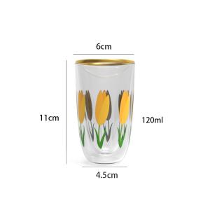 High Borosilicate Clear Decal Double Layer Glass Cup 120ml