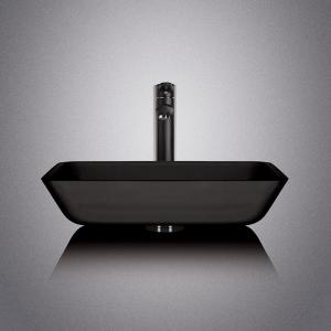 Acid Matt Tempered Glass Sink Dark Grey 20inch Black Counter Top Basin