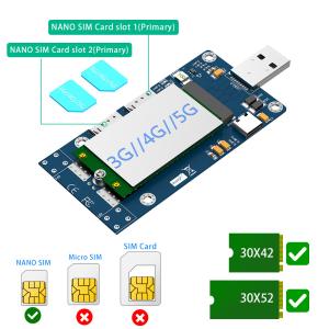 USB 3.0 & Type-C Auxiliary Power To NGFF M.2 B-Key Wireless Adapter Card With 2