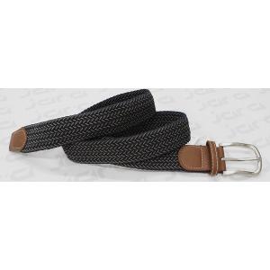 Nickel Satin Buckle Mens Elastic Belt With Tan PU Part