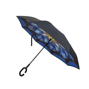 Custom Fiberglass Frame Reverse Inverted Umbrella Double Layer With C Shape