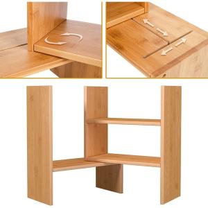 Adjustable Desktop Bamboo Display Shelf Rack Multipurpose