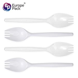 Eco Friendly plastic clear spoon fork with cake reusable plastic spork