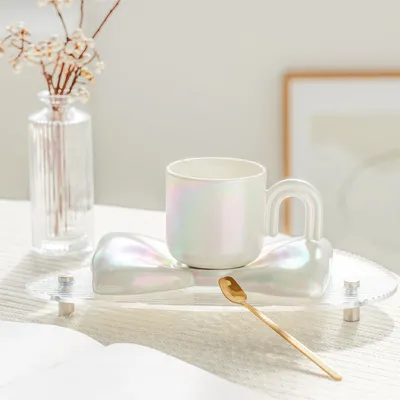 Quality Stylish and Functional Ceramic Cups with U-Shaped Handles and Electroplated Pearlescent Glaze Perfect for Home or Office wholesale