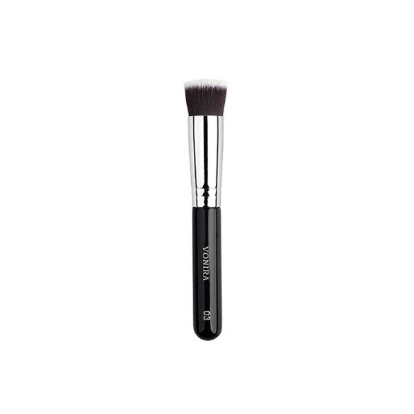 100% Vegan Free Taklon Mini Size Flat Foundation Makeup Brush With Nature Wood
