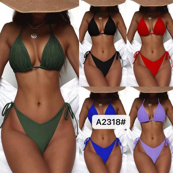 Nylon Swimming Suits Bikini In Stock Backless Pure Color Comfortable Fashion The