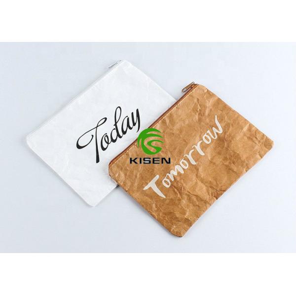Quality Washed Zipper Tyvek Shopping Bag Portable For Pencil Silk Screen Printing wholesale