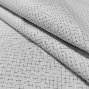 White Polyester Cotton TC Fabric 4mm Grid Anti Static