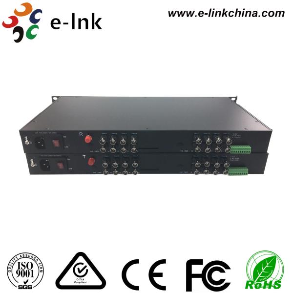E Link 16 Ch AHD CVI TVI Over Fiber Converter 4 In 1 Video Fiber Type With 2