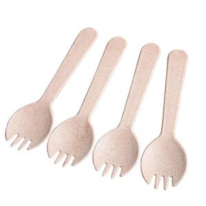 China 115mm Disposable Wheat Salad Ice Cream Mini Spork on sale