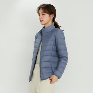 Wholesale Premium 90% White Duck Down Jacket Zip Up Solid Color Stand Collar