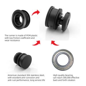 Round Tray Shape Black Sliding Shower Door Kit for 8-12mm Safe Glass Hardware