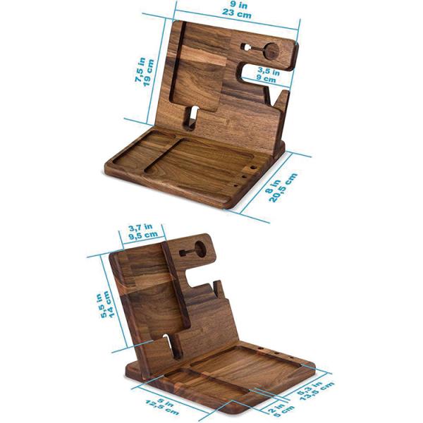 Standing Wood Bamboo Adjustable Laptop Stand Folding Lap Tray Desk Organizer