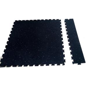 China Portable Interlocking Rubber Floor Tiles 1000X1000X15mm Interlocking Exercise Floor Tiles Black on sale