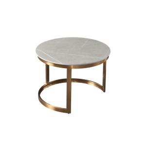 Curve Stainless Steel Center Table , Geometric White Marble Top Side Table